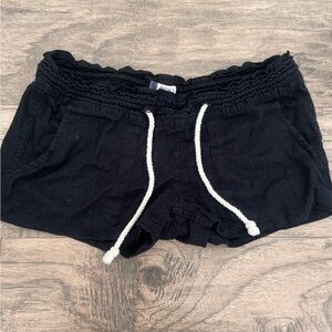 Roxy Black Linen Shorts with White Drawstring